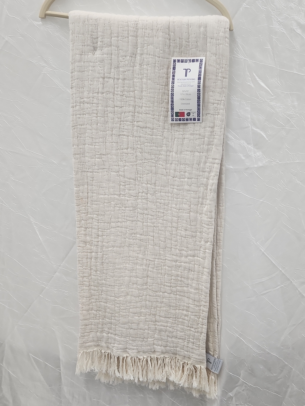 NWT Made In Portugal Neutral 100% Cotton Oversized Throw